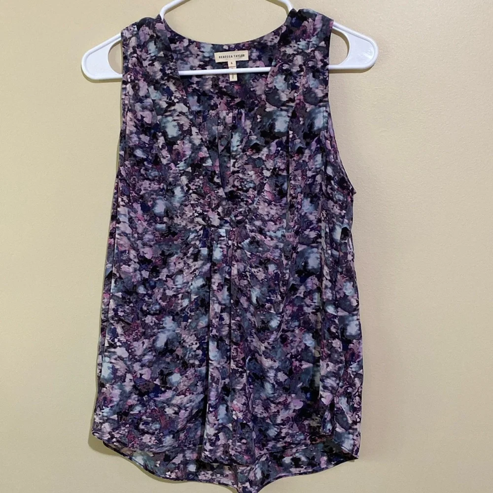 Rebecca Taylor 100% Silk V Neck Tank Size 6 - Picture 2 of 4